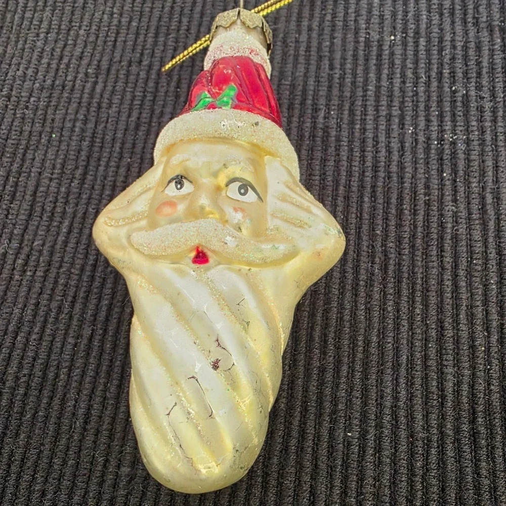 Vintage Santa Claus Christmas‎ Ornament Figural Swirl Beard Holiday Decor
